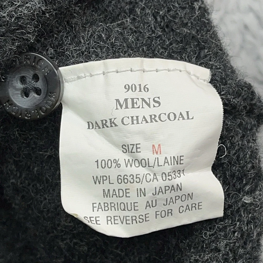 Woolrich Shawl Collar Sweater Mens Medium Gray 100% Wool Vintage Made in Japan
